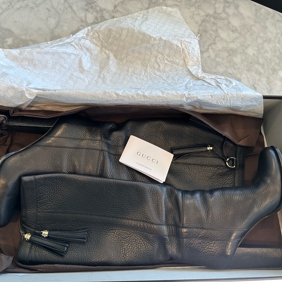 Gucci tall black boots with gold detailing - Picture 1 of 12